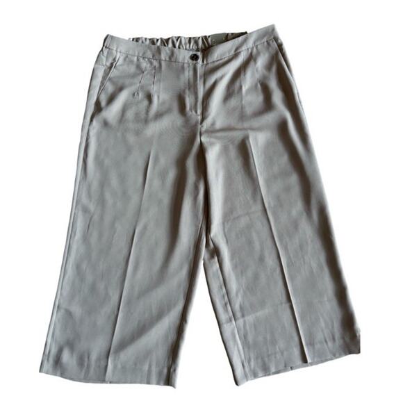 Chico’s Wide Leg Crop Soft Texture Size 20 Plus Mocha Latte Elastic Pockets NWT - Picture 1 of 8